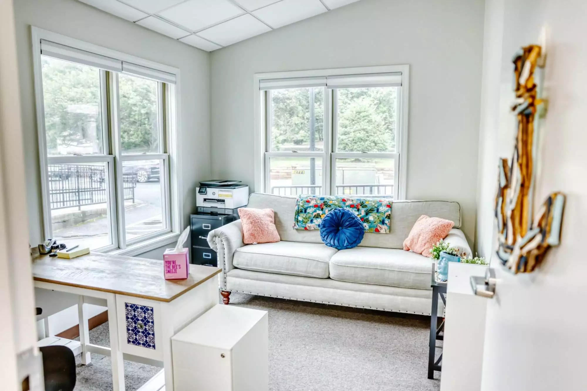 Bright, cozy interior office used for Outpatient Mental Health Treatment at Foundations In Massachusetts