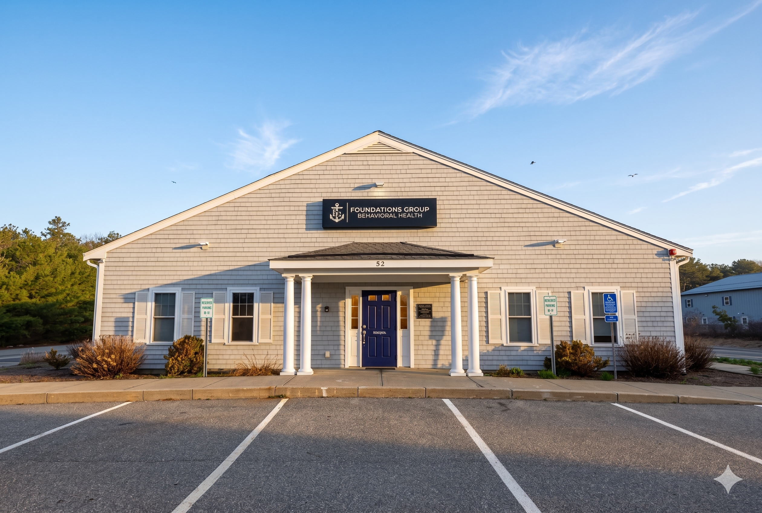 Photo of the exterior of our behavioral healthcare facility in Mashpee, MA